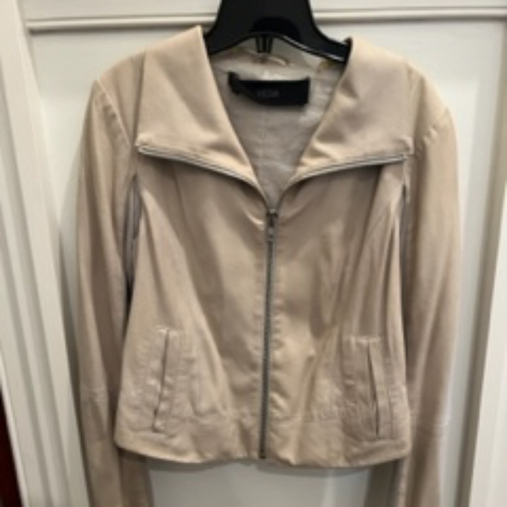 VEDA 100% Leather Super SOFT Suede Olive Green Moto Jacket